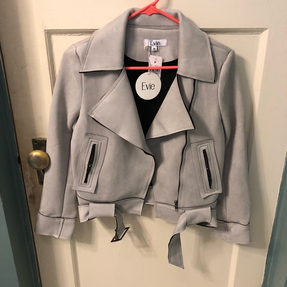 LF faux suede grey Moto jacket sz XS